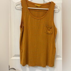 Prana Gold with Teal stripes Tank Top